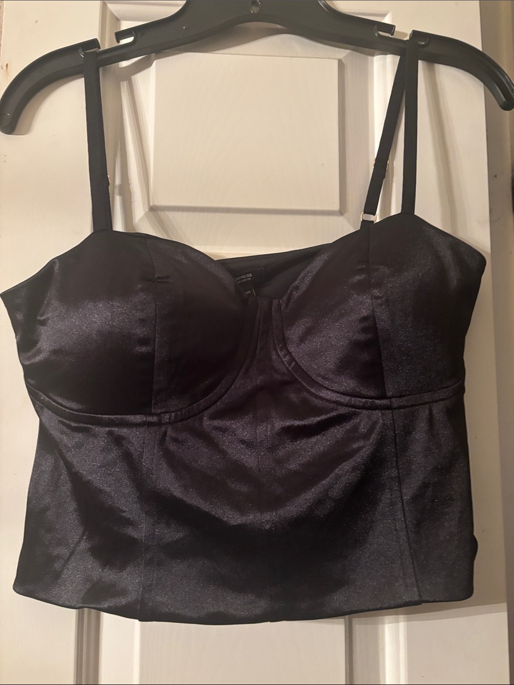 Express Black Satin Bustier Crop Top